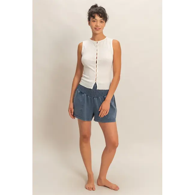 Double Zero Double Zero Button Down Ribbed Tank Top (DZ26A759)