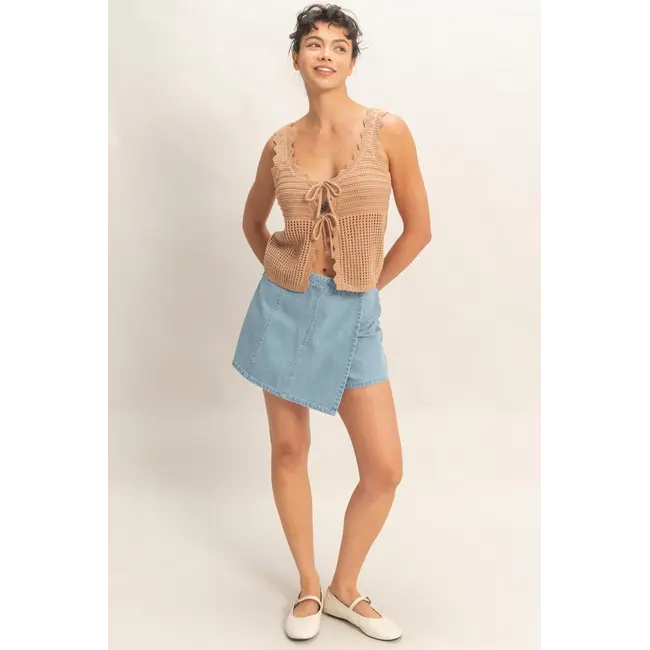 Double Zero Double Zero Knit Tie Front Vest (DZ26A809)