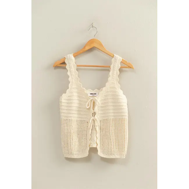 Double Zero Double Zero Knit Tie Front Vest (DZ26A809)