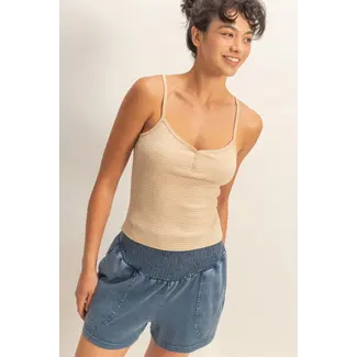 Double Zero Double Zero Striped Ribbed Tank (DZ26A885)