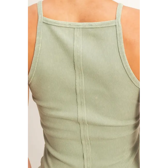 Double Zero High Neck Ribbed Tank (DZ26C105)