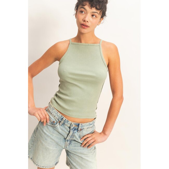 Double Zero High Neck Ribbed Tank (DZ26C105)