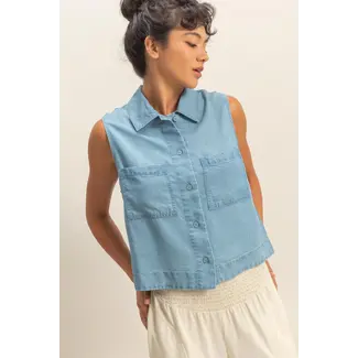 Double Zero Double Zero Sleeveless Button-Up Top (DZ26C351)