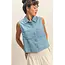 Double Zero Sleeveless Button-Up Top (DZ26C351)