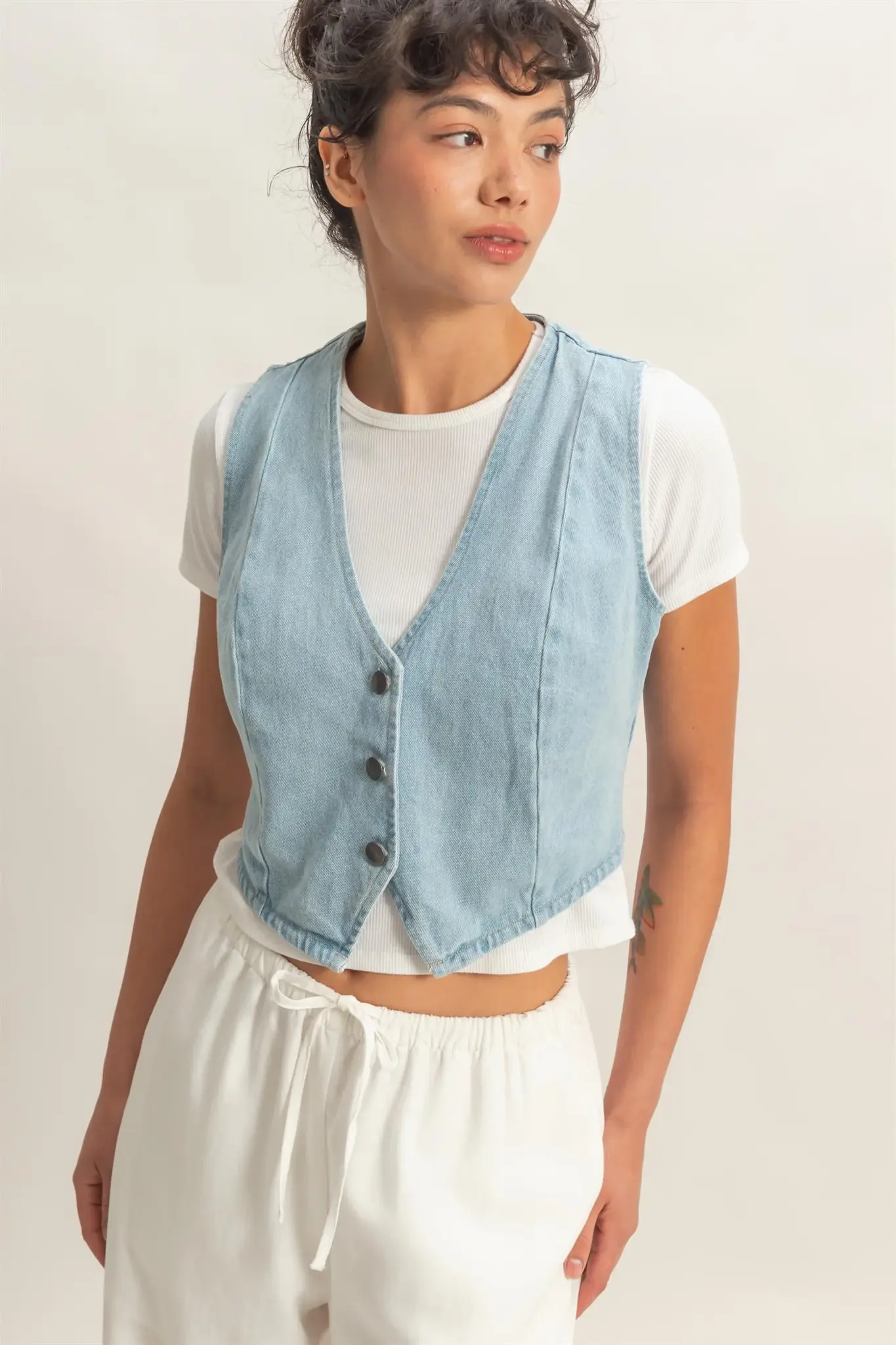 Double Zero Denim Vest (DZ26C736) - Creations Boutique