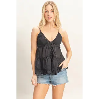 HYFVE HYFVE Strappy Lace Trim Ruffle Top (HF26A851)