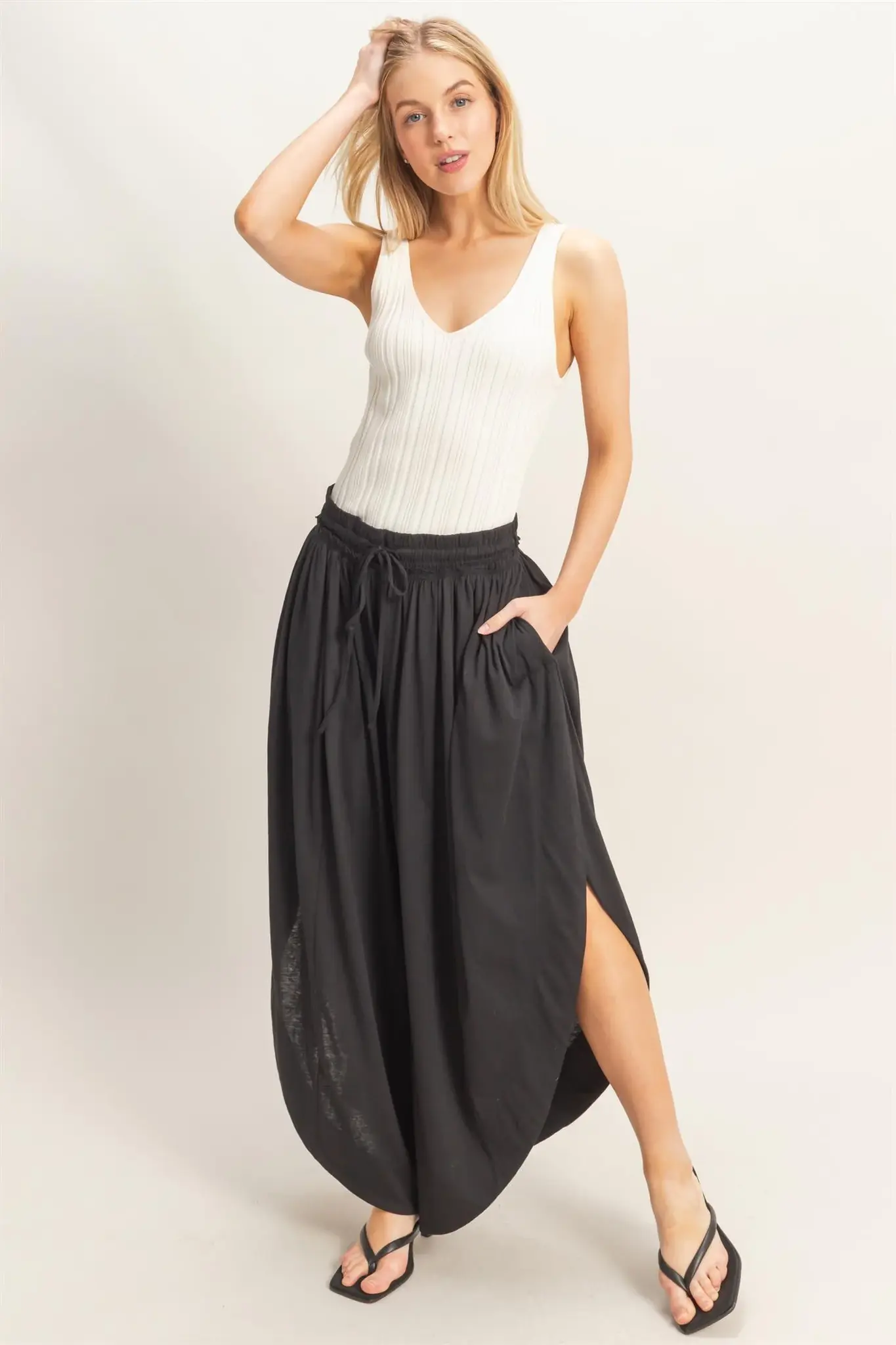 HYFVE Tulip Hem Wide-Leg Pants (HF26C047) - Creations Boutique