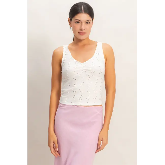 HYFVE Hyfve Ruched Eyelet Knit Tank (HF26C141)