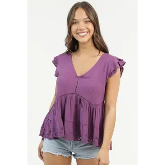 Angie Angie Flutter Tunic w/Lace Detail (F2830)