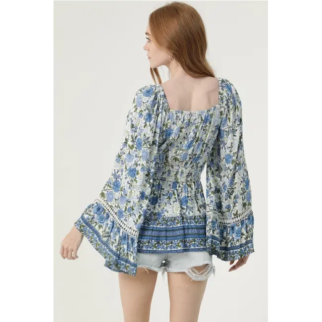 Angie Angie LS Ruffle Top w/ Surplus Neckline (C2F54)