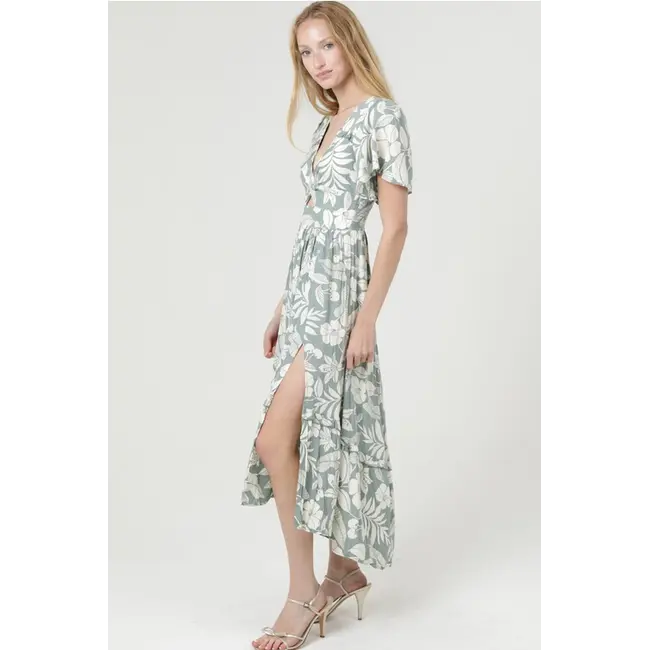 Angie Angie Deep V Maxi Dress With Cutout (C4795)
