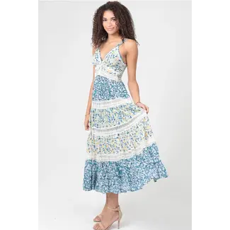 Angie Angie Double Strap Tiered Dress with Crochet (C4J37)