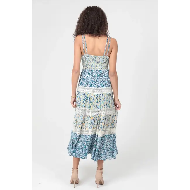 Angie Angie Double Strap Tiered Dress with Crochet (C4J37)