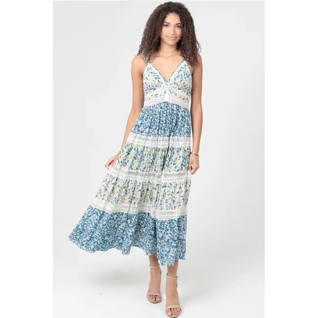 Angie Angie Double Strap Tiered Dress with Crochet (C4J37)