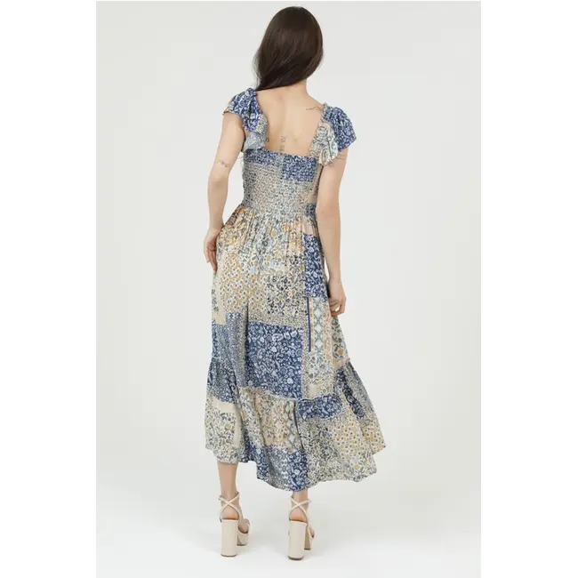 Angie Angie Smocked Flutter Sleeve Maxi Dress w/ Slit (C4M73)