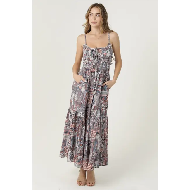 Angie Angie Spag Strap Smocked Waist Maxi Dress (C4M08)