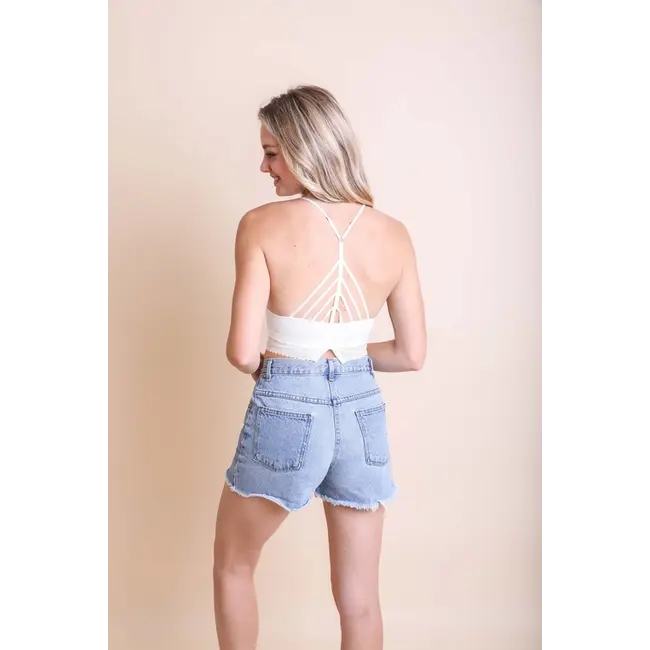 Leto High Neck Crochet Lace Trim Bralette (YL-5438)