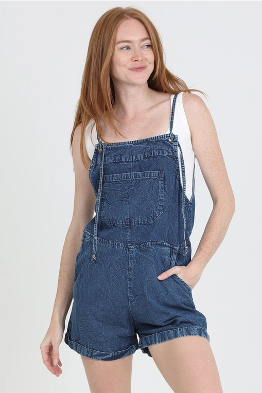 Angie Spag Strap Pocket Romper (B5A50) - Creations Boutique