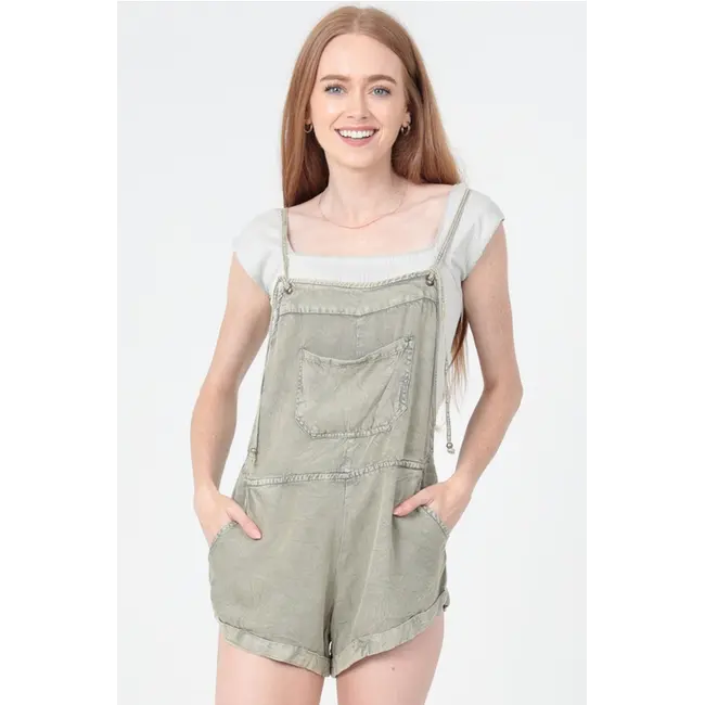 Angie Spag Strap Pocket Romper (B5A50)