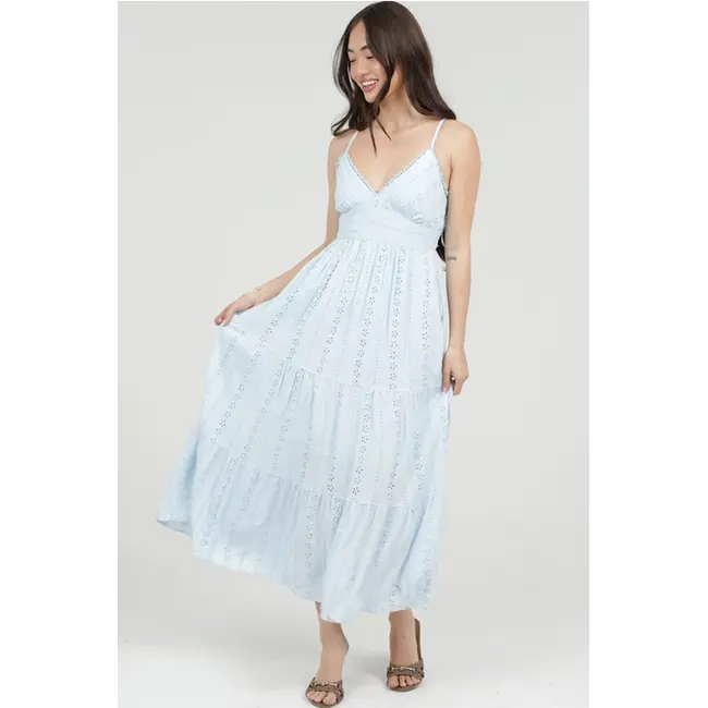 Angie Tie Back Embroidered Detail Dress (C4J58)