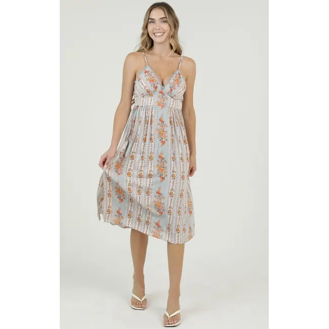Angie V-neck Dress w/ Side Slits and Lace Details (C4K61)