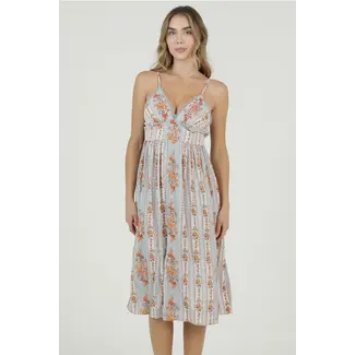 Angie Angie V-neck Dress w/ Side Slits and Lace Details (C4K61)