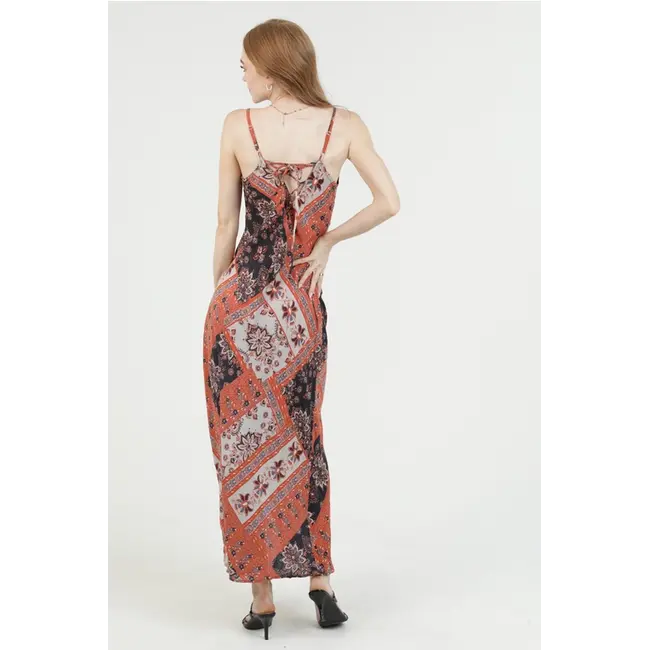 Angie Lace Up Back Maxi Dress (H4738)