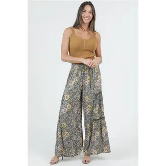 Angie Wide Leg Pants W/Lace Inserts (25R84)