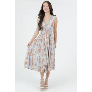 Vneck Slvls Maxi Dress w Crochet Trim (C4M01) - Creations Boutique