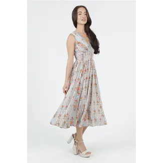 Angie Vneck Slvls Maxi Dress w Crochet Trim (C4M01)