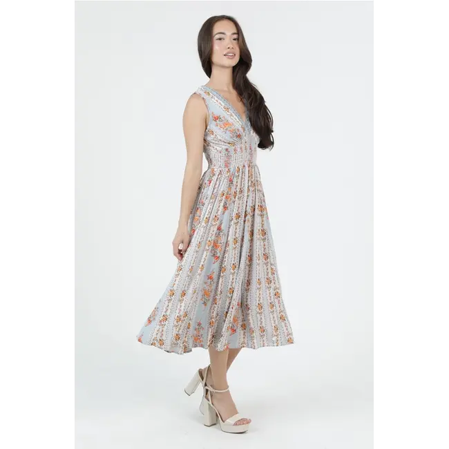Vneck Slvls Maxi Dress w Crochet Trim (C4M01)