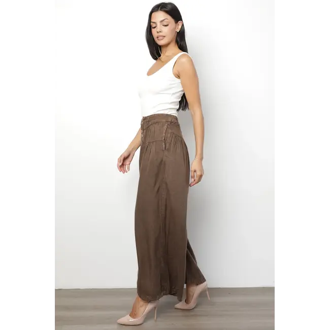 Angie Button Close Wide Leg Pant w/Belt Loops (B3794)