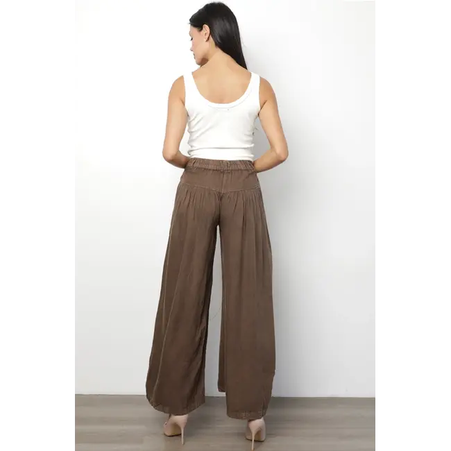 Angie Button Close Wide Leg Pant w/Belt Loops (B3794)