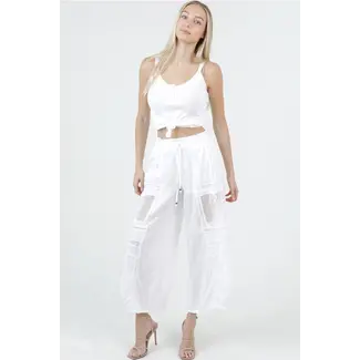 Angie Angie Lace Detail Cargo Pant w/Tie (H3535)