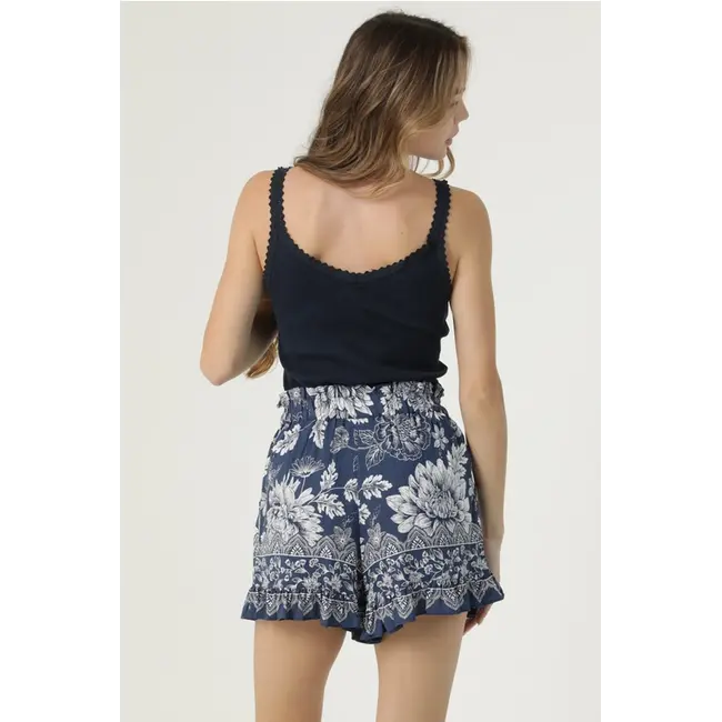 Angie Drawstring Short With Ruffle Trim on Hem (BS959)
