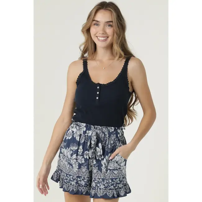 Angie Drawstring Short With Ruffle Trim on Hem (BS959)