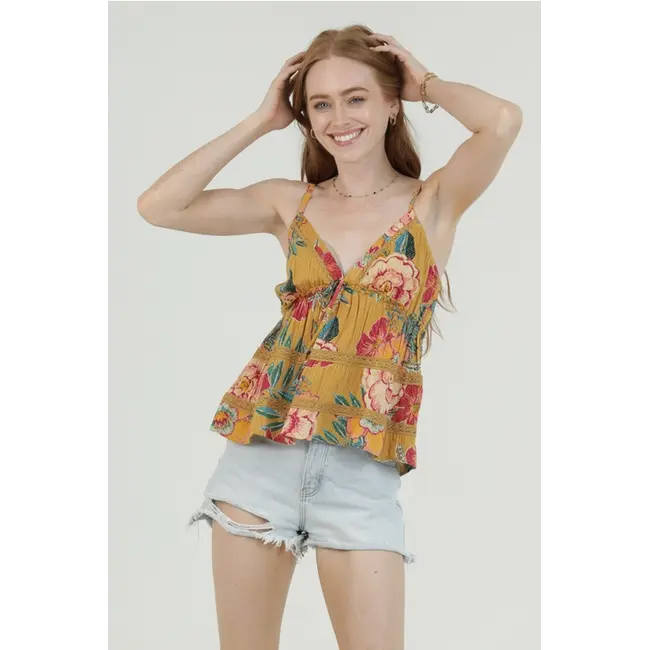 Angie V-Neck Lace Trim Tank(C2C99)