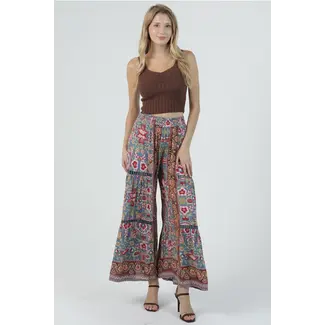 Angie Wide Leg Pants W/Lace Inserts (25R84)