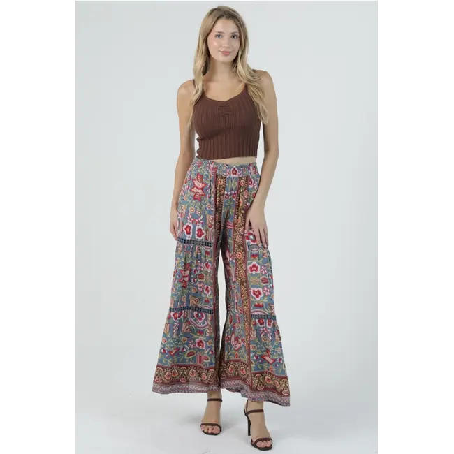Wide Leg Pants W/Lace Inserts (25R84)