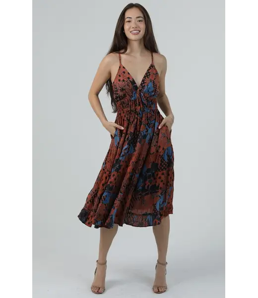 Angie Angie Spag Strap Midi Dress (C4L03)
