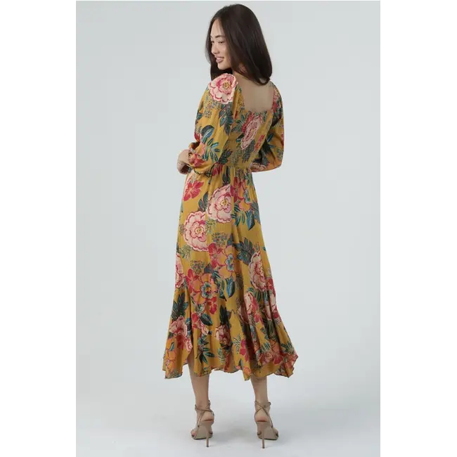 Angie LS Maxi Dress With Smoked Waist (C4M57)