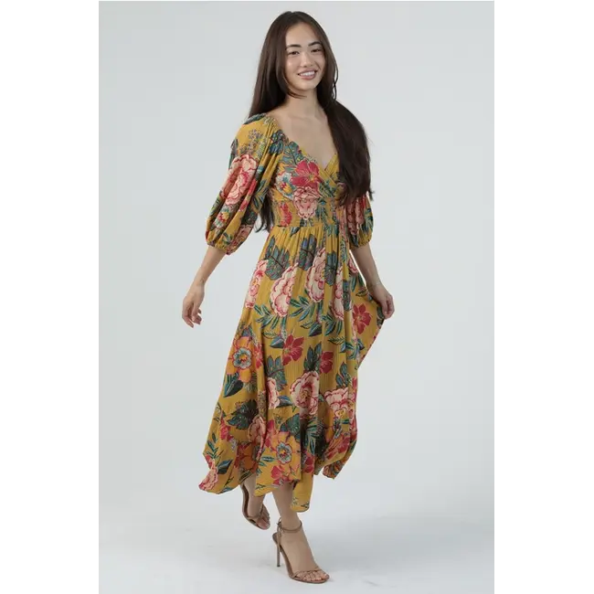 Angie LS Maxi Dress With Smoked Waist (C4M57)
