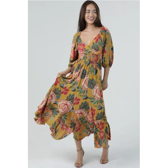 Angie LS Maxi Dress With Smoked Waist (C4M57)