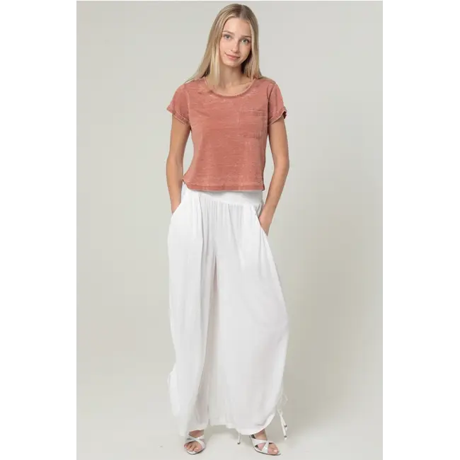 Angie Cinched Side Leg Wide Pants (B3710)
