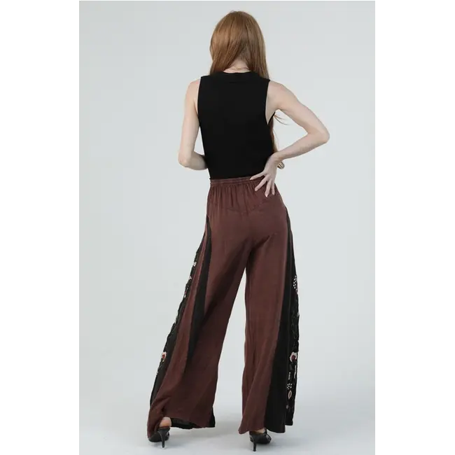 Angie Drawstring Pant w/Embroidery (B3823)