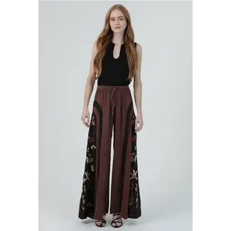 Angie Angie Drawstring Pant w/Embroidery (B3823)