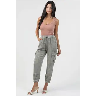 Angie Angie Acid wash Cargo Pant(B3847)
