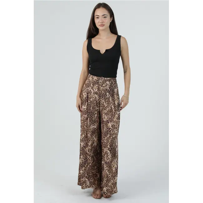 Angie Button Close Wide Leg Pant w/Belt Loops (B3794)