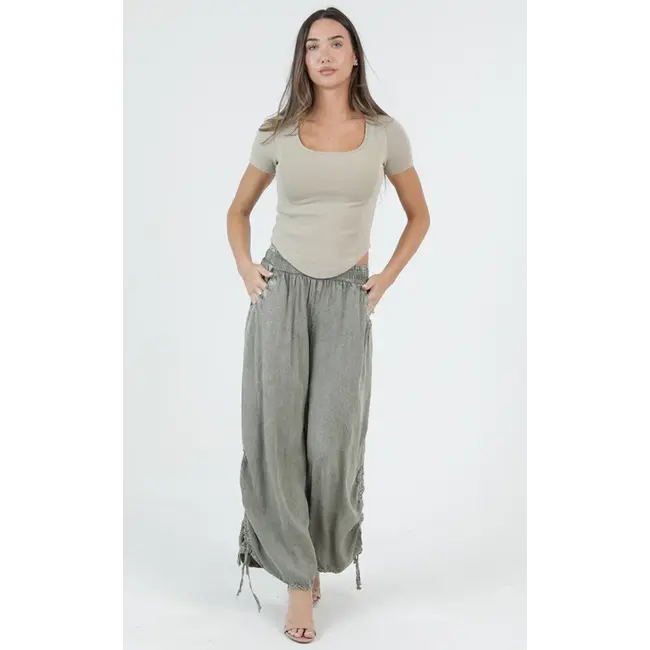 Angie Cinched Side Leg Wide Pants (B3710)