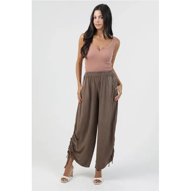 Angie Cinched Side Leg Wide Pants (B3710)